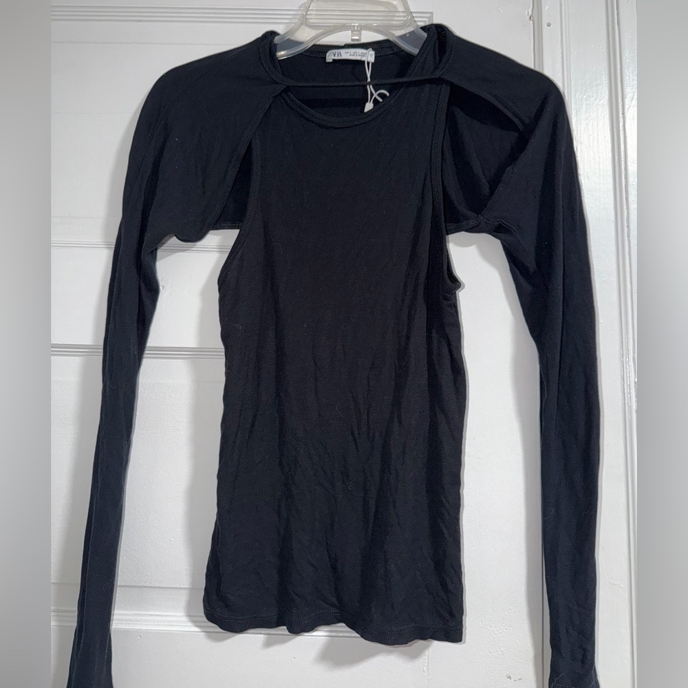 Black Zara Tank with an attach shrug